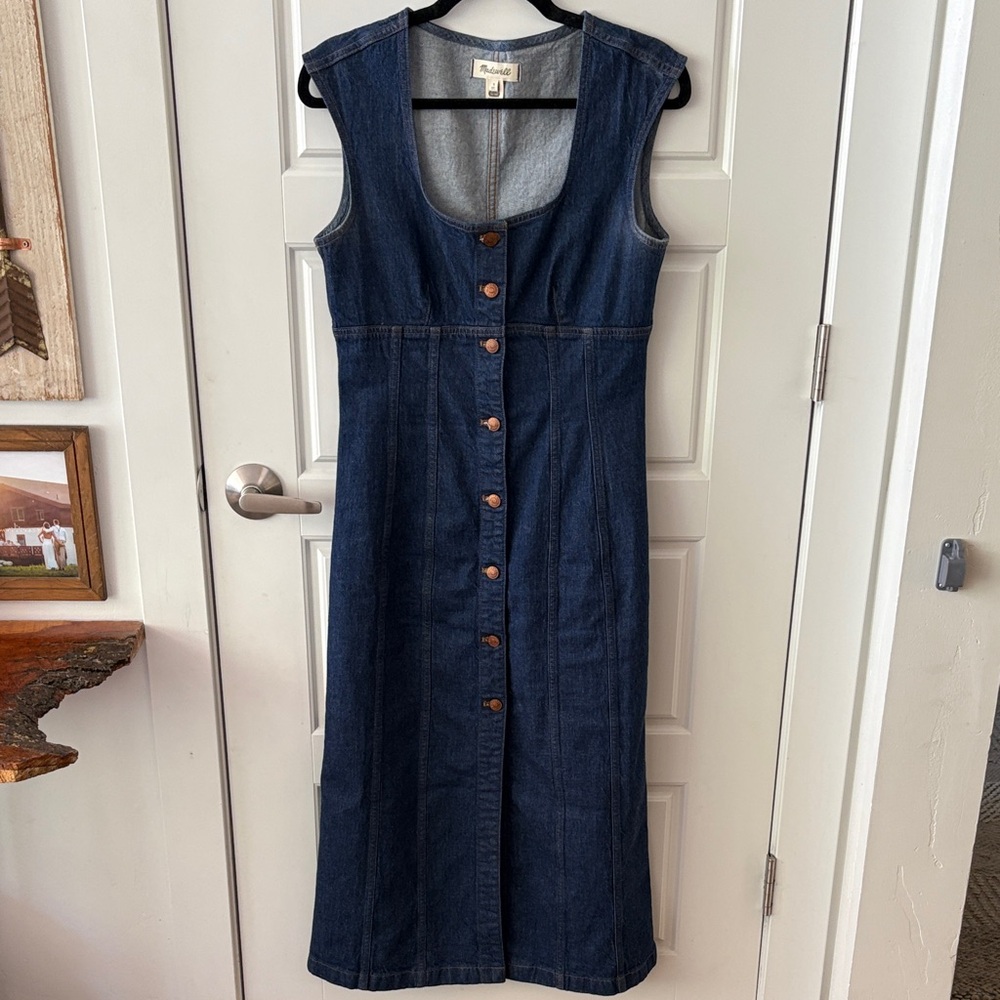 Madewell Dark Denim Square Neck Maxi Dress